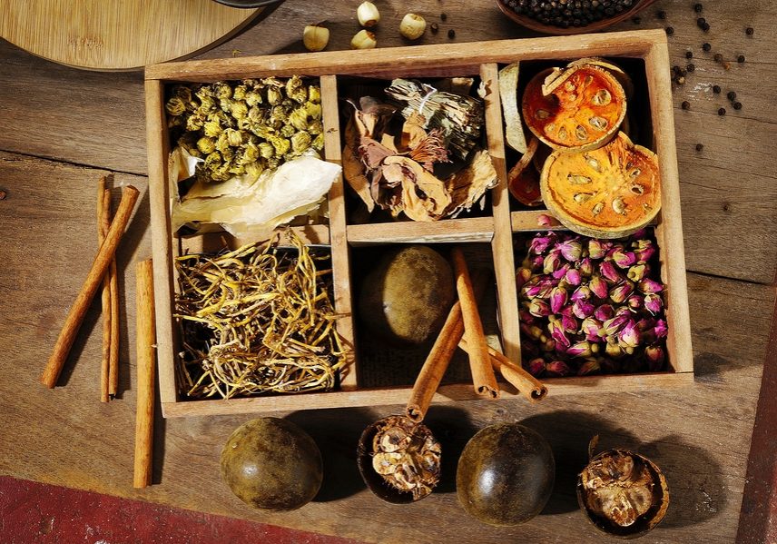 ingredient for chinese herbal medicine on wooden