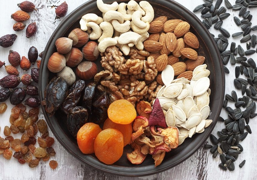 Variety of 12 assorted nuts and dried fruits